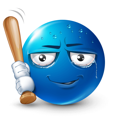 Scared and Defending Blue Emoji