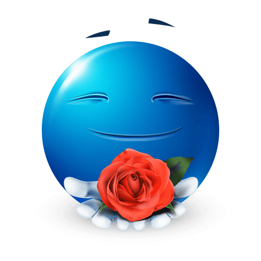 Offering a Rose Blue Emoji