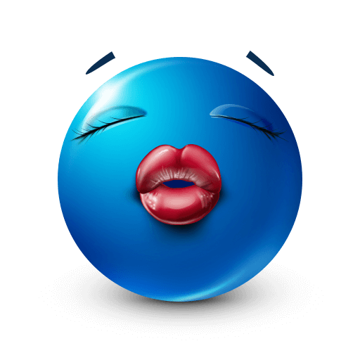 Red Lips Smack Kiss Blue Emoji