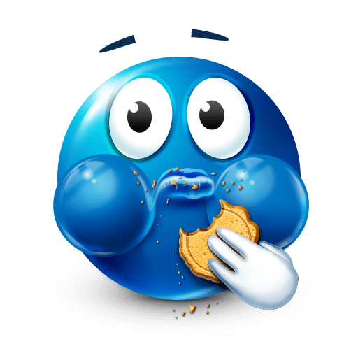 Blue Emoji Eating Cookie