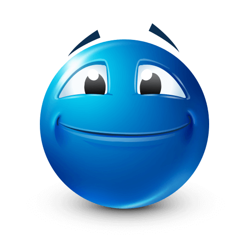 Contented Grin Blue Emoji