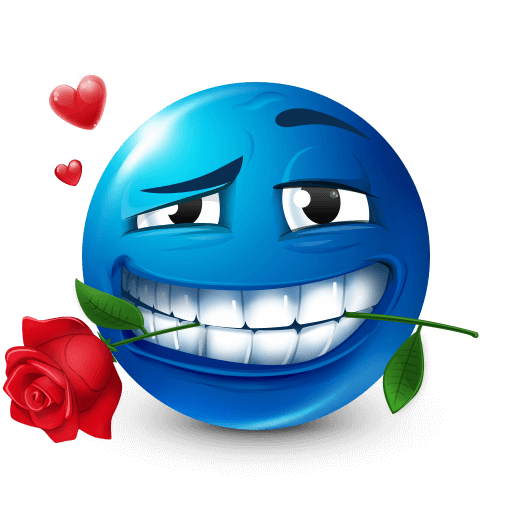 Rose in Teeth Blue Emoji 