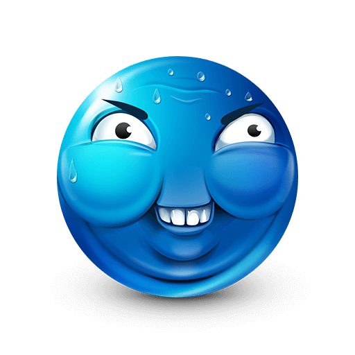 Heavy Breathing Blue Emoji